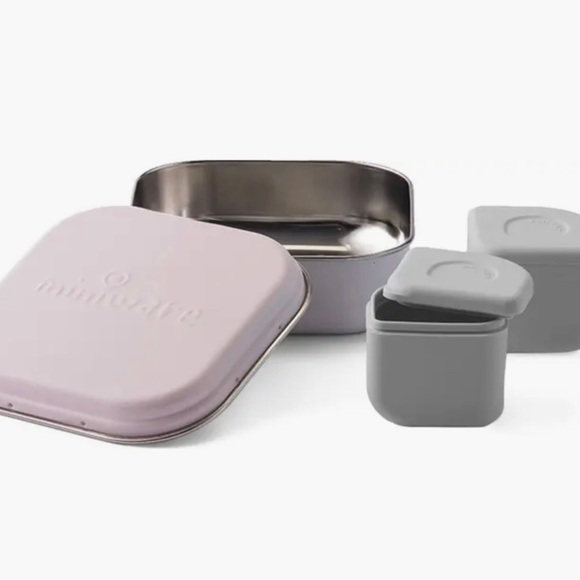 NWT Miniware Grow Bento Silicone Lunch Set Cotton Candy / Gray - Picture 3 of 4